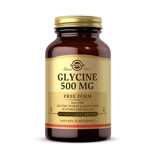 Solgar Glycine 500 mg - 100 Vegetable Capsules - Non-GMO, Vegan, Gluten Free, Dairy Free, Kosher - 100 Servings