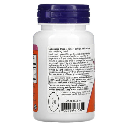 Now Supplements, Lutein & Zeaxanthin with 25 mg Lutein and 5 mg Zeaxanthin, 60 Softgels (2 Pack)
