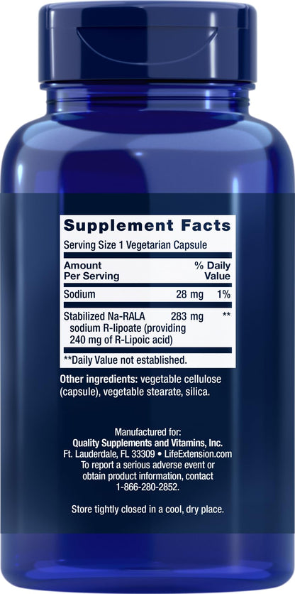 Life Extension Super R Lipoic Acid 240mg, 90 Vegetarian Capsules