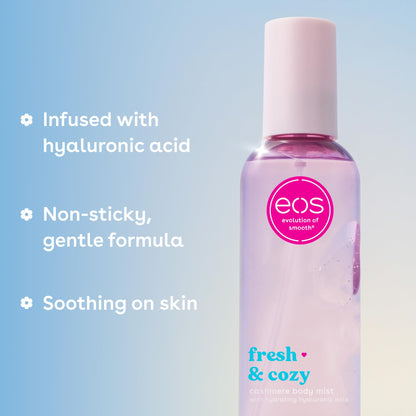 eos Cashmere Body Mist, Fresh & Cozy, Body Spray for Women, Hair Mist, Moisturizing, Hyaluronic Acid, Glycerin, Vegan, Cruelty-free, 6 fl oz