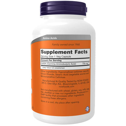 Now GABA 750 mg 200 Veg Capsules