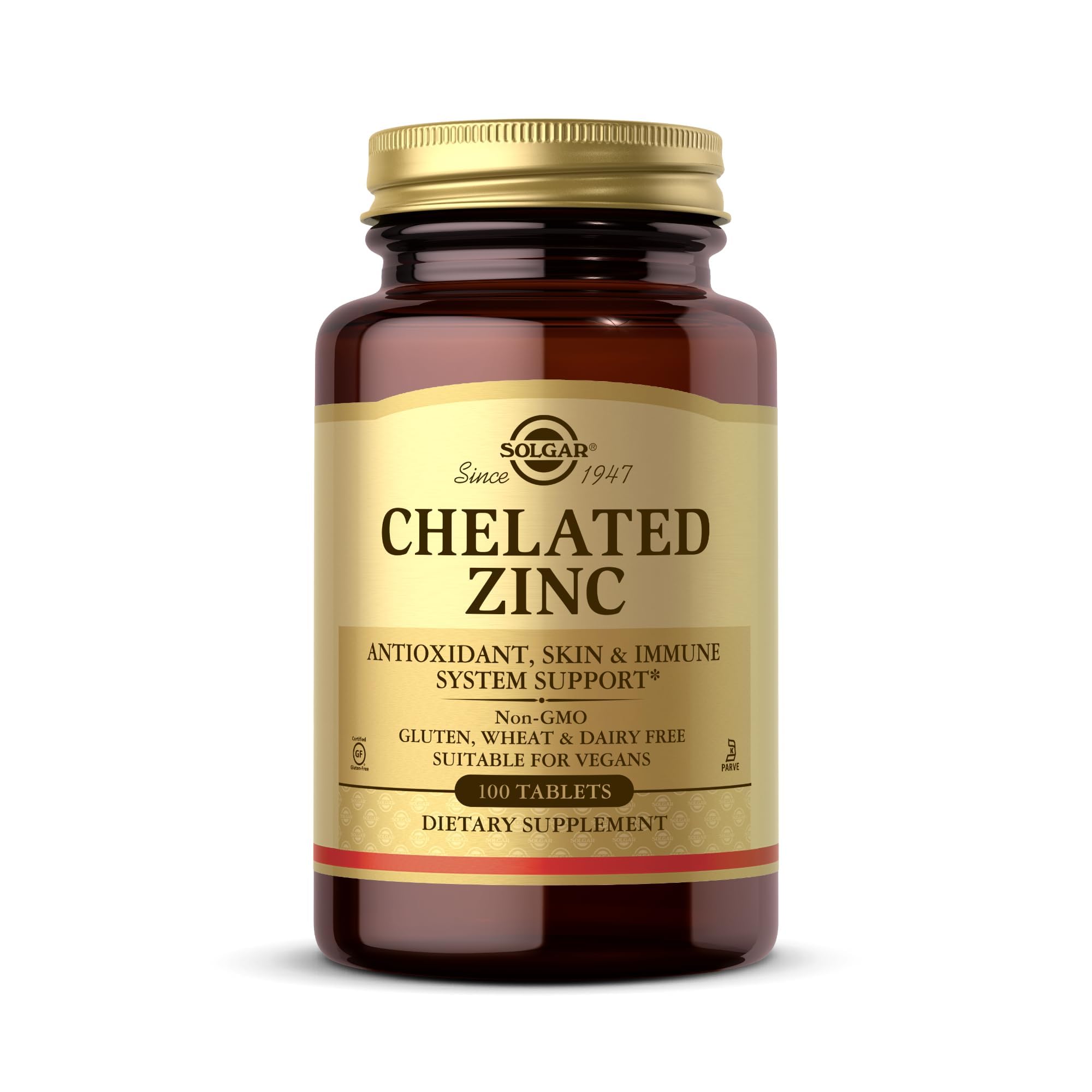 Solgar Chelated Zinc, 100 Tablets - Zinc for Healthy Skin - 100 Servings