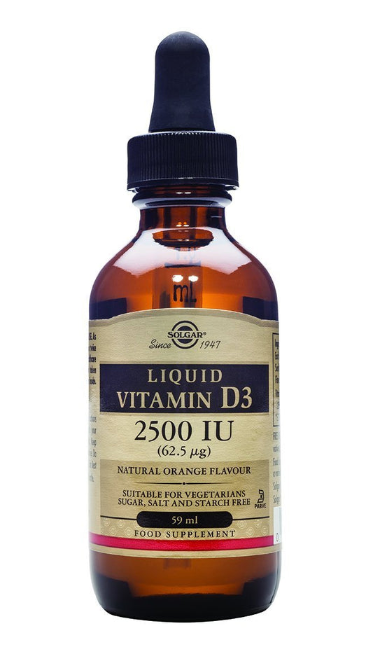 Solgar Liquid Vitamin D3 125 mcg (5,000 IU), 2 fl oz - Delicious, Natural Orange Flavor - Helps Maintain Healthy Bones & Teeth - Immune System Support - Gluten Free, Dairy Free, Kosher - 59 Servings