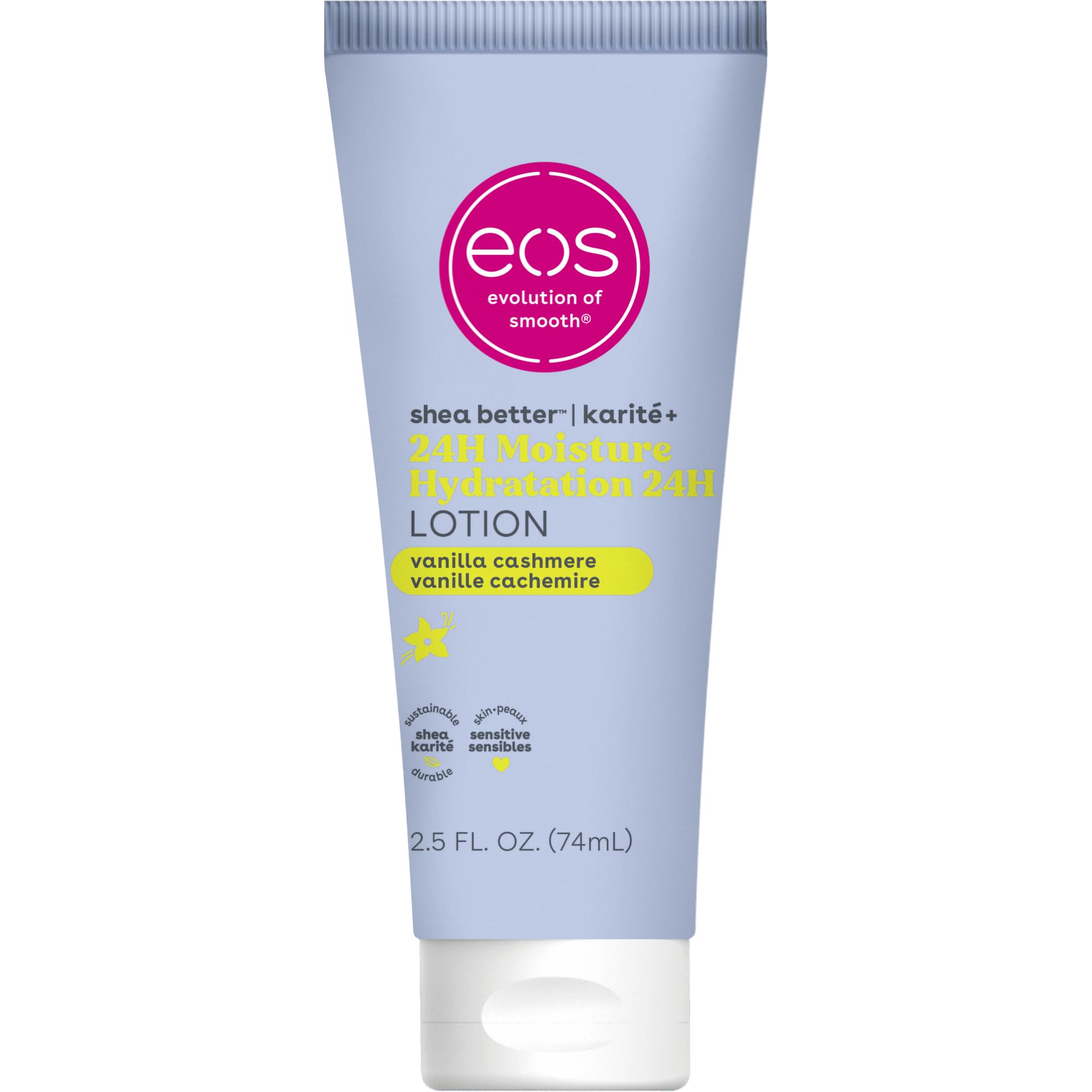 eos 24H Moisture Travel Body Lotion- Vanilla Cashmere, 2.5 fl oz