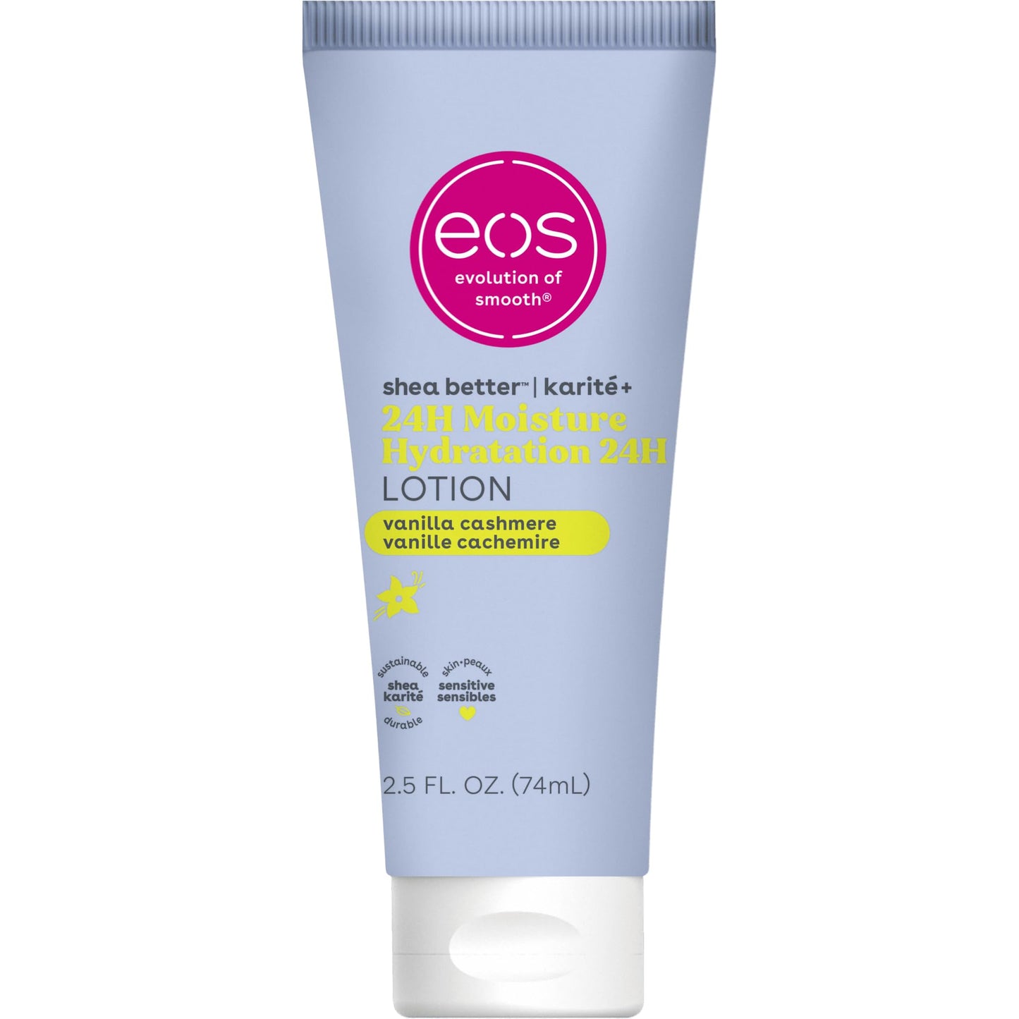 eos 24H Moisture Travel Body Lotion- Vanilla Cashmere, 2.5 fl oz