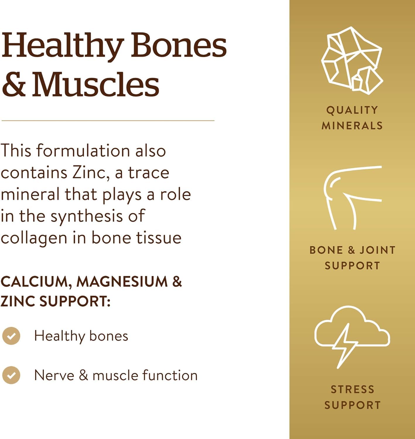 Solgar Calcium Magnesium Plus Zinc, 250 Tablets - Promotes Healthy Bones and Teeth - Supports Nerve & Muscle Function - Non GMO, Vegan, Gluten Free, Dairy Free, Kosher, Halal - 83 Servings