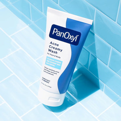 PanOxyl 4 Acne Creamy Wash, 4% Benzoyl Peroxide 6 oz (Pack of 4)