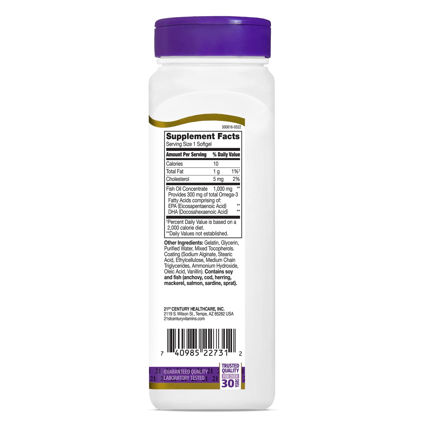 Fish Oil 1000 mg 90 Enteric Coated Softgels, 21st Century