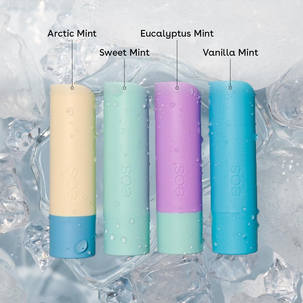 eos Minty Lip Balm Variety Pack Artic- Vanilla, Sweet Eucalyptus 4-Pack