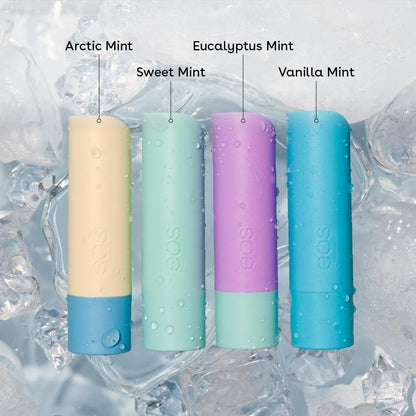 eos Minty Lip Balm Variety Pack Artic- Vanilla, Sweet Eucalyptus 4-Pack