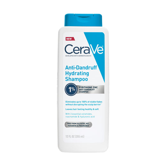 CeraVe Hydrating Anti Dandruff Shampoo, Itchy Scalp Treatment, 12oz