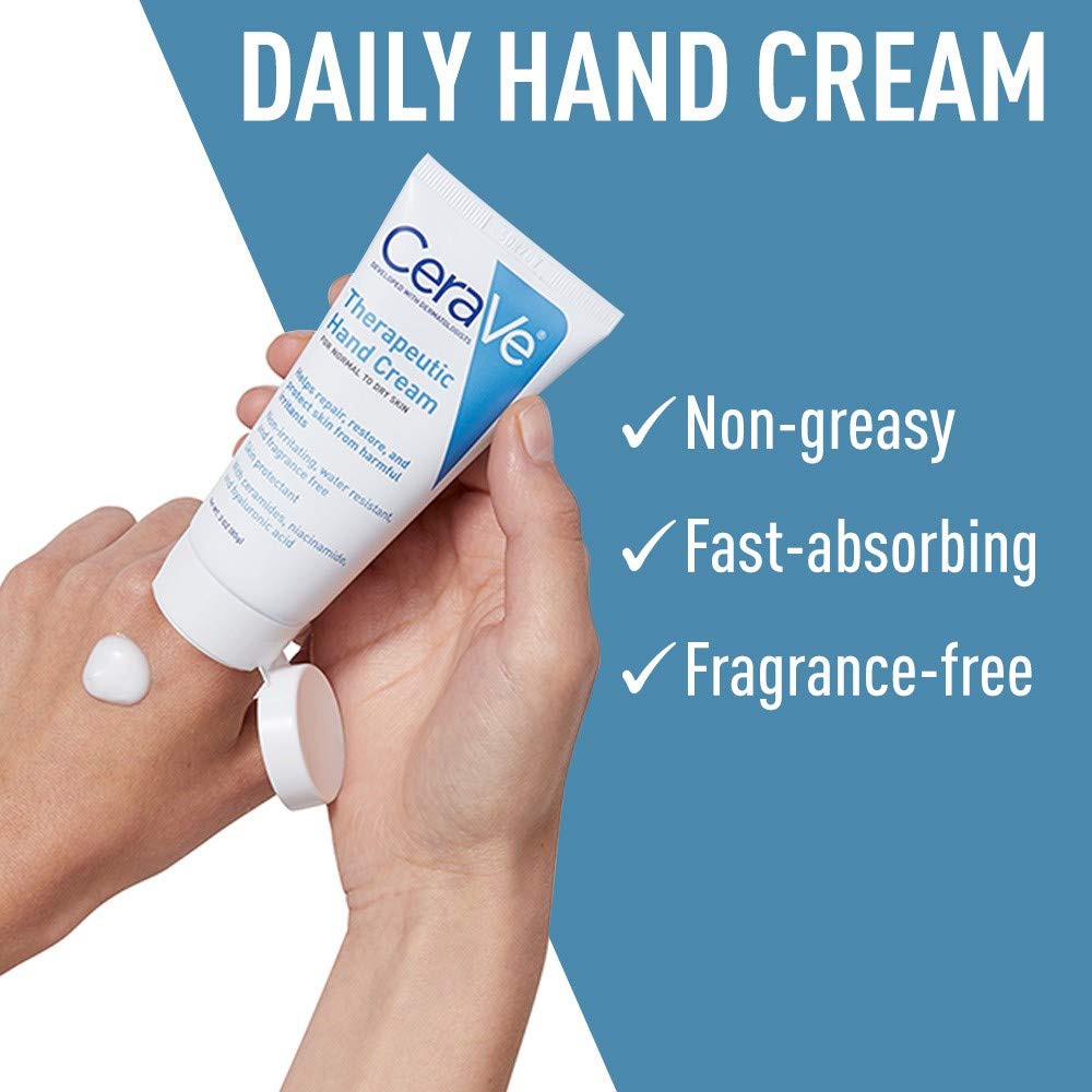 CeraVe Therapeutic Hand Cream, Hyaluronic Acid & Niacinamide Lotion, 3oz