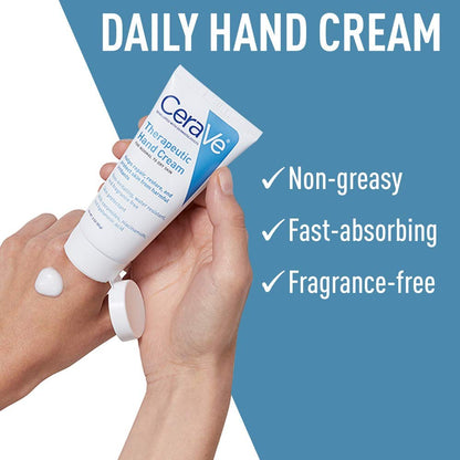 CeraVe Therapeutic Hand Cream, Hyaluronic Acid & Niacinamide Lotion, 3oz