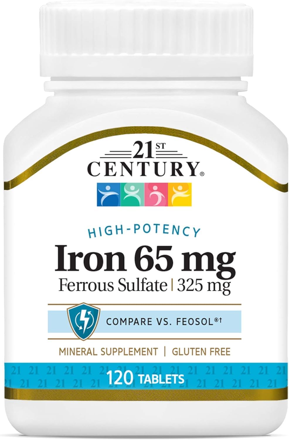 21st Century Maximum Strength Iron 65mg Tablets, Energy Support, 120 Count