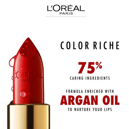 L'Oreal Paris Colour Riche Original Creamy, Hydrating Satin Lipstick with Argan Oil and Vitamin E, Peony Pink , 1 Count