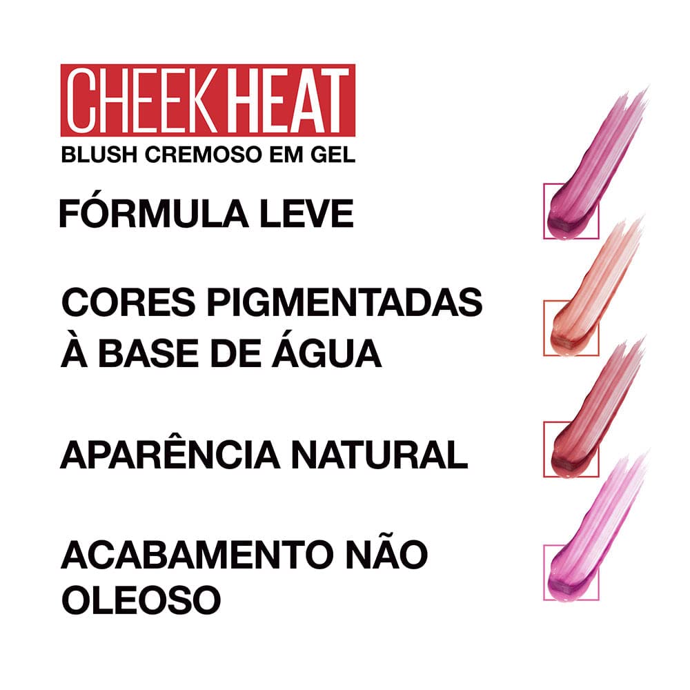 Maybelline Cheek Heat Gel-Cream Blush Makeup, lightweight, Breathable Feel, Sheer Flush Of Color, Natural-Looking, Dewy Finish, Oil-Free, Rose Flush, 1 Count