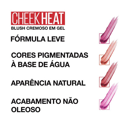 Maybelline Cheek Heat Gel-Cream Blush Makeup, lightweight, Breathable Feel, Sheer Flush Of Color, Natural-Looking, Dewy Finish, Oil-Free, Rose Flush, 1 Count