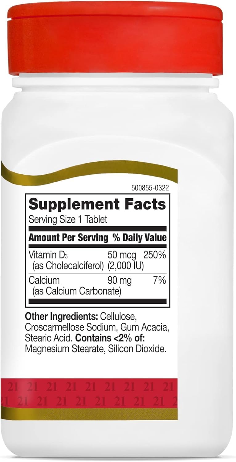 21st Century Vitamin D3 2000 IU Tablets, Bone & Immune, 110 Count