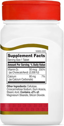 21st Century Vitamin D3 2000 IU Tablets, Bone & Immune, 110 Count