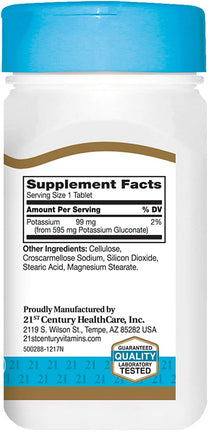 21st Century, Potassium Gluconate, 595 mg, 110 Tablets