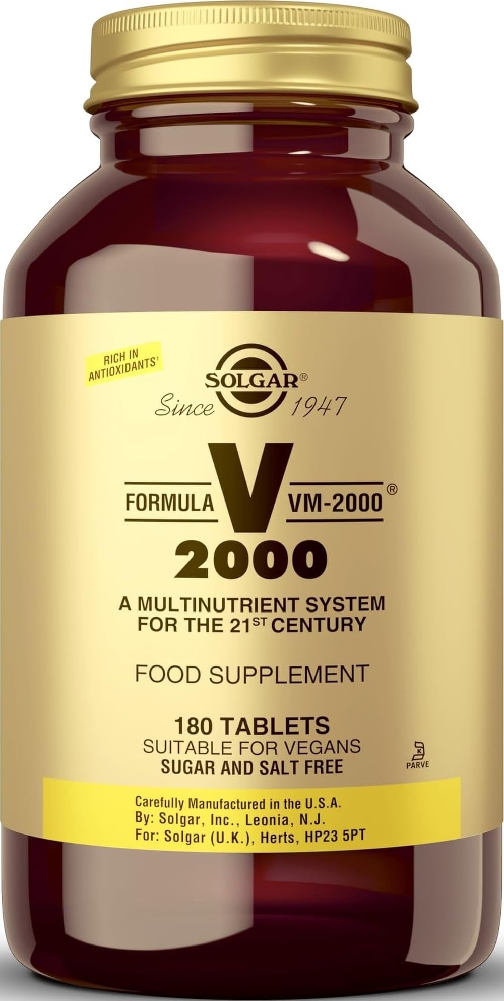 Solgar Formula VM-2000 (Multinutrient System), 180 Tablets - Contains Zinc