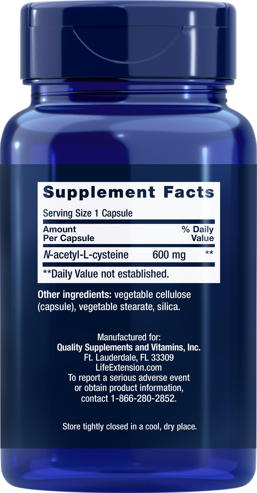 Life Extension N-Acetyl-L-Cysteine (NAC) 600mg, 150 Capsules (Pack of 2)