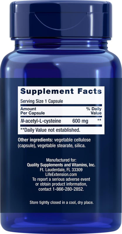 Life Extension N-Acetyl-L-Cysteine (NAC) 600mg, 150 Capsules (Pack of 2)