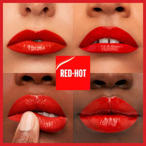 Maybelline Super Stay Vinyl Ink Longwear No-Budge Liquid Lipcolor Makeup, Highly Pigmented Color and Instant Shine, Red-Hot, Fire Engine Red Lipstick, 0.14 fl oz, 1 Count