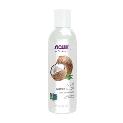 NOW Foods Solutions, Liquid Coconut Oil, Light and Nourishing, Promotes Healthy-Looking Skin and Hair, 4-Ounce
