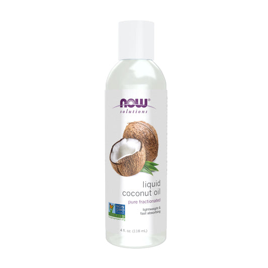 NOW Foods Solutions, Liquid Coconut Oil, Light and Nourishing, Promotes Healthy-Looking Skin and Hair, 4-Ounce