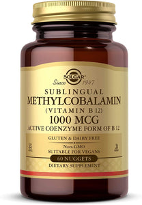 Solgar Methylcobalamin (Vitamin B12) 5000 mcg, 60 Nuggets - Cherry Flavor - Supports Energy Metabolism - Body-Ready, Active Form - Non-GMO, Vegan, Gluten Free - 60 Servings