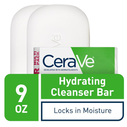 CeraVe Hydrating Cleanser Bar, Soap-Free Face & Body Cleanser, 2-Pack