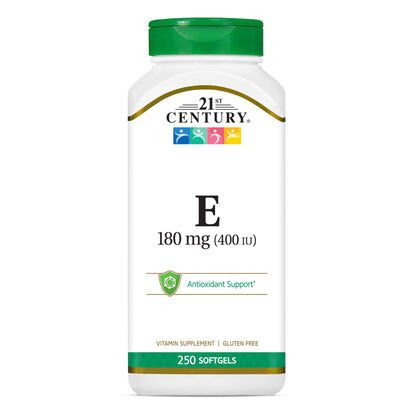 21st Century Vitamin E 400 IU Softgels, Antioxidant & Heart, 250 Count