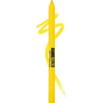 MAYBELLINE New York Tattoo Studio Long-Lasting Sharpenable Eyeliner Pencil, Glide on Smooth Gel Pigments with 36 Hour Wear, Waterproof Citrus Charge 0.04 oz