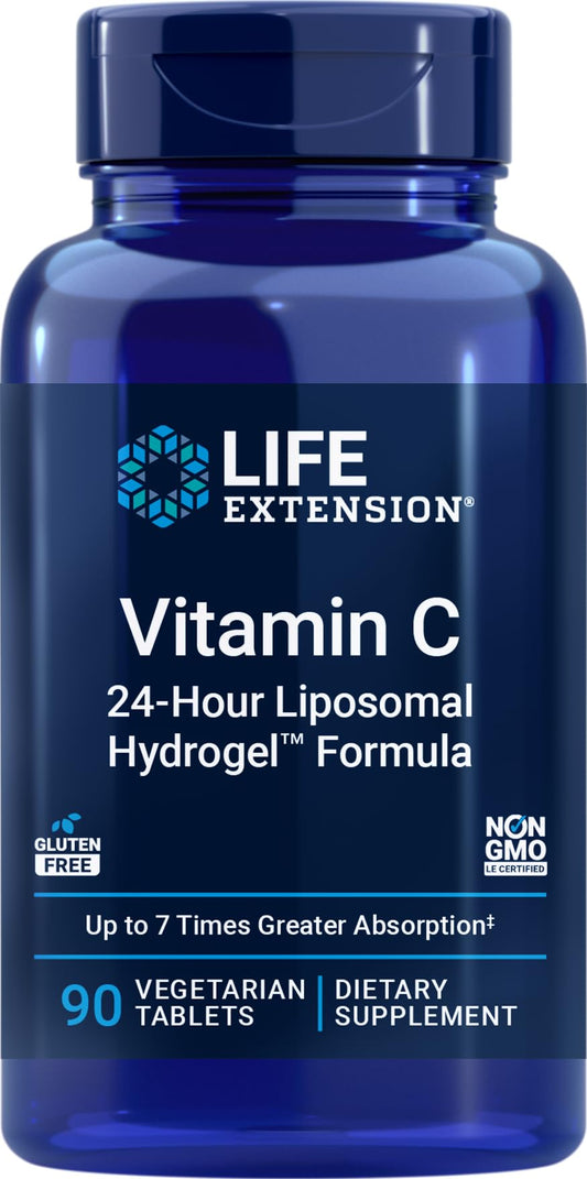 Life Extension Vitamin C 24-Hour Liposomal Hydrogel Formula, 90 Vegetarian Tablets