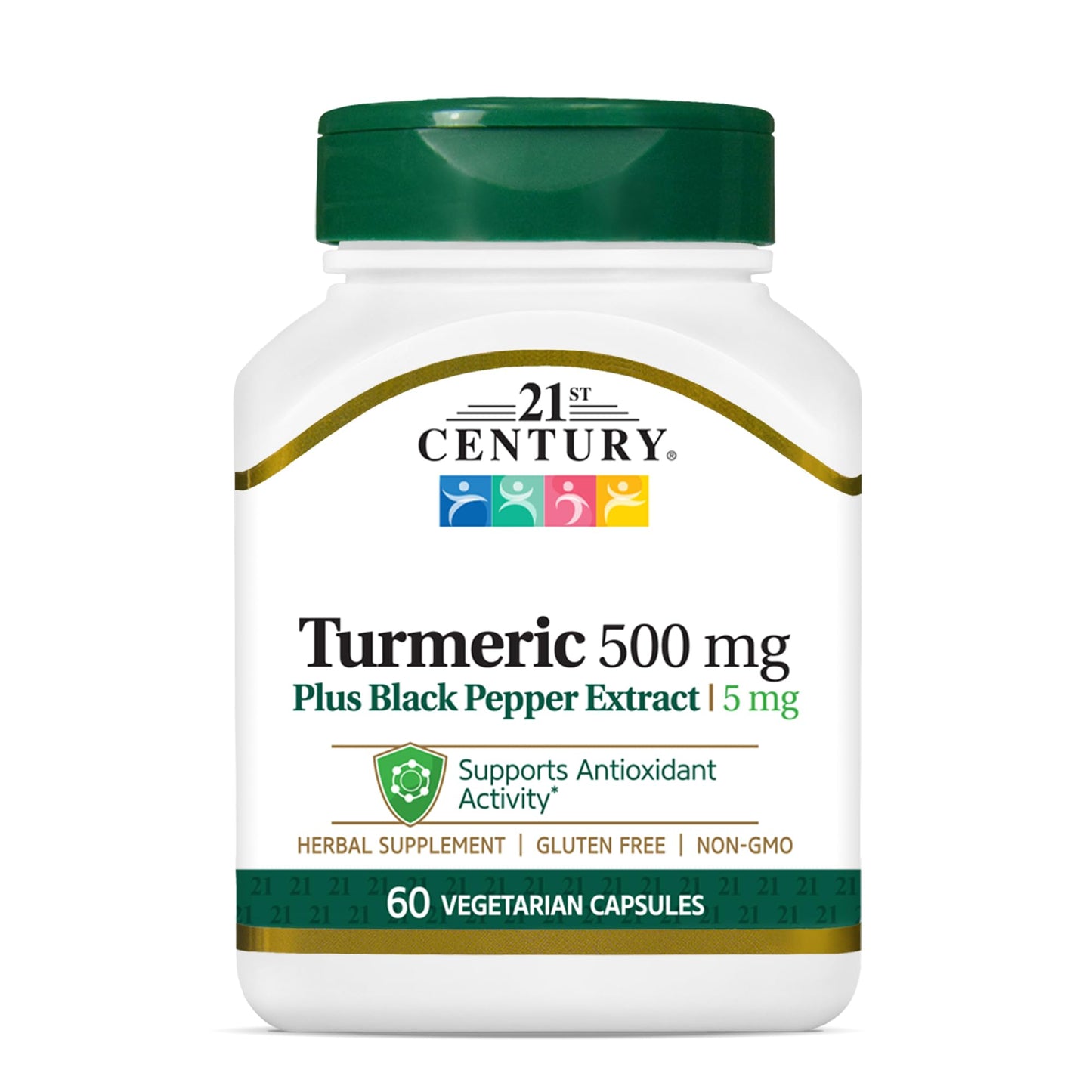 21st Century Turmeric 500mg with Black Pepper Capsules, 60 Count