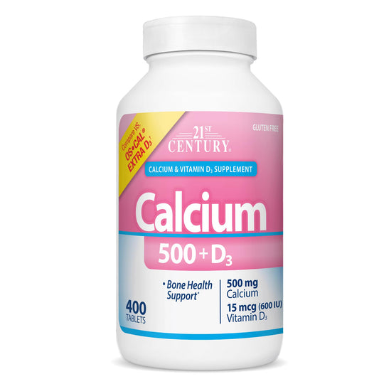 21st Century Calcium 500 Plus Extra D3 Caplets, Bone Health, 400 Count