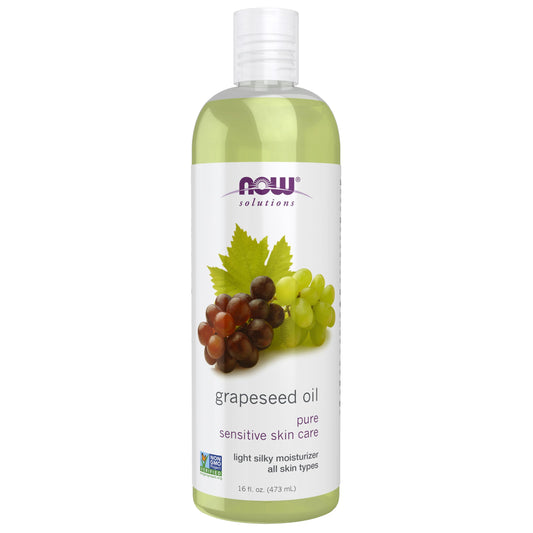 NOW Foods Solutions, Grapeseed Oil, Skin Care for Sensitive Skin, Light Silky Moisturizer for All Skin Types, 16-Ounce