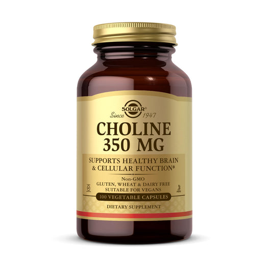 Solgar Choline 350 mg - 100 Vegetable Capsules - Non-GMO, Vegan, Kosher - 100 Servings