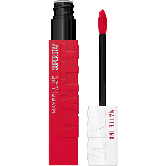 Maybelline Super Stay Matte Ink Liquid Lipstick Makeup, Long Lasting High Impact Color, Up to 16H Wear, Shot Caller, Bright Pinky Red, 1 Count, Packaging May Vary