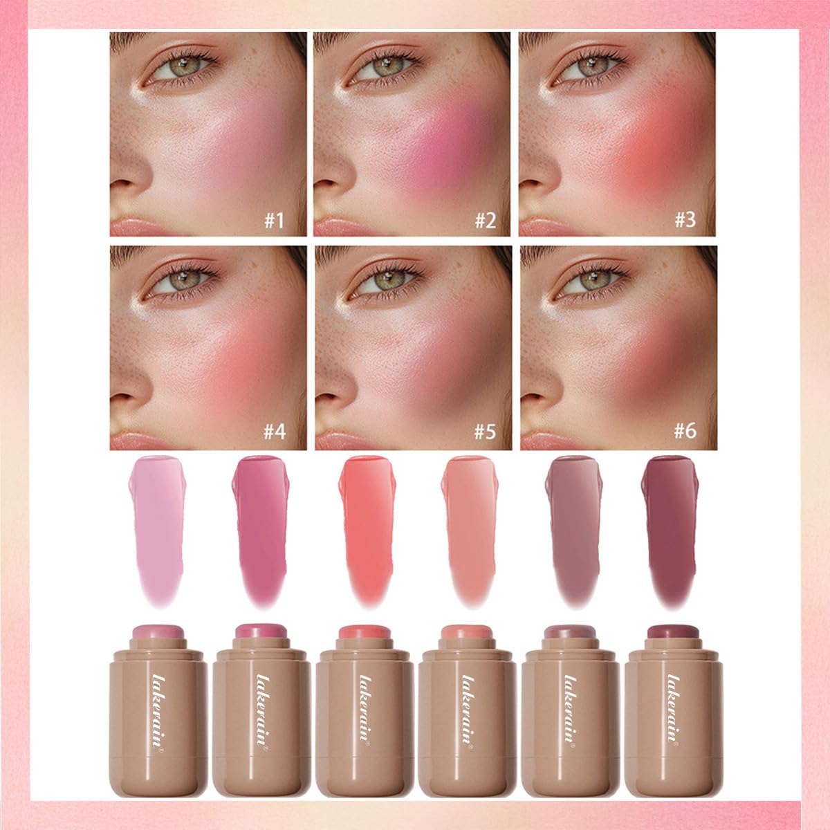 Cream Blush stick, Natural-Looking Matte Finish Makeup Blush stick, Hydrating Long Lasting Lightweight Blendable Blush for cheeks (#1 Soft Pink, 1 PC)