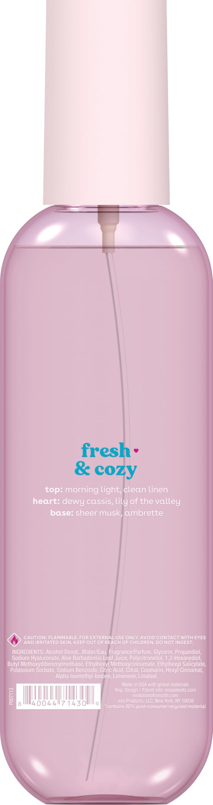 eos Cashmere Body Mist, Fresh & Cozy, Body Spray for Women, Hair Mist, Moisturizing, Hyaluronic Acid, Glycerin, Vegan, Cruelty-free, 6 fl oz