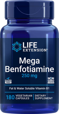 Life Extension Mega Benfotiamine 250 mg, 180 Vegetarian Capsules