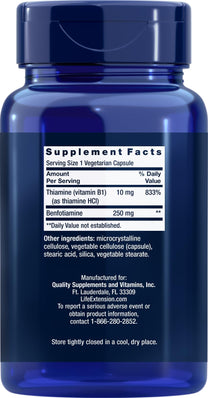 Life Extension Mega Benfotiamine 250 mg, 180 Vegetarian Capsules