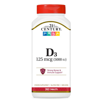 21st Century D3 5000 IU Tablets, 360 Count (Pack of 1)