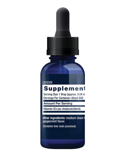 Life Extension Liquid Vitamin D3 (Mint), 50 mcg (2000 IU), Immune System Support, Bone Health, Whole-Body Health, Tasty Peppermint Flavor, Gluten Free, Non-GMO, 29.57 ml