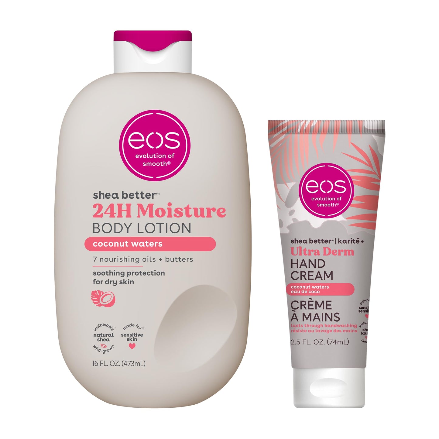 Bundle of eos Shea Better Hand Cream & Body Lotion - Coconut, Natural Shea Butter Hand Lotion and Skin Care, 24 Hour Hydration with Shea Butter & Oil