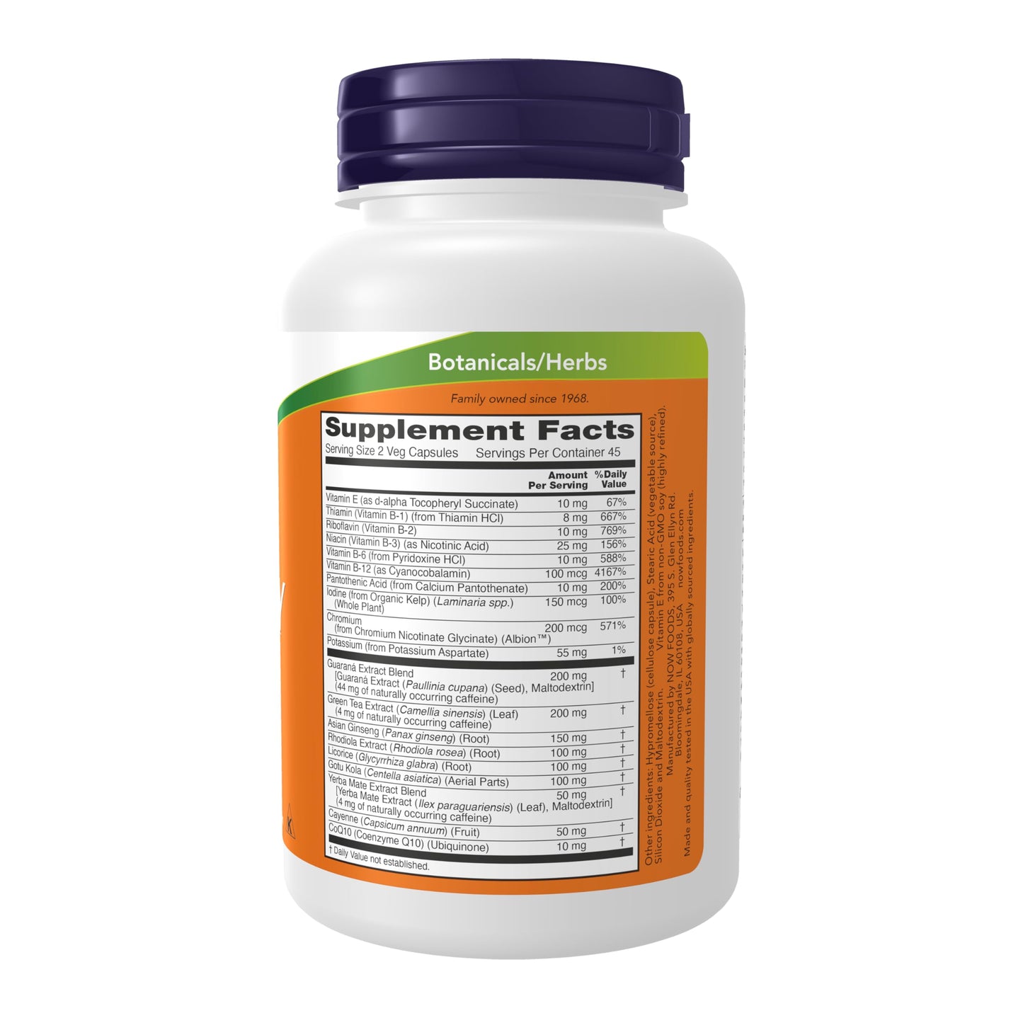 NOW Foods Supplements, Energy Dietary Supplement (lncludes B Vitamins, Green tea, Panax Ginseng and Rhodiola), 90 Capsules