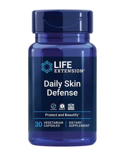 Life Extension Daily Skin Defense, Vitamin C, ceramides, Rosemary, Lemon Verbena, Helps Fight oxidative Stress & The Appearance of Wrinkles, Gluten-Free, Once-Daily, Non-GMO, Vegetarian, 30 Capsules