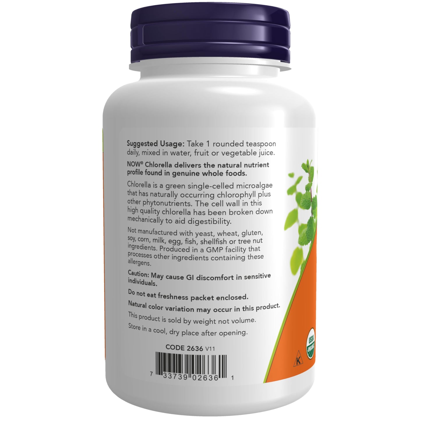 NOW Foods Supplements, Organic Chlorella Powder with naturally occurring Chlorophyll, Beta-Carotene, mixed Carotenoids, Vitamin C, Iron and Protein, 4-Ounce